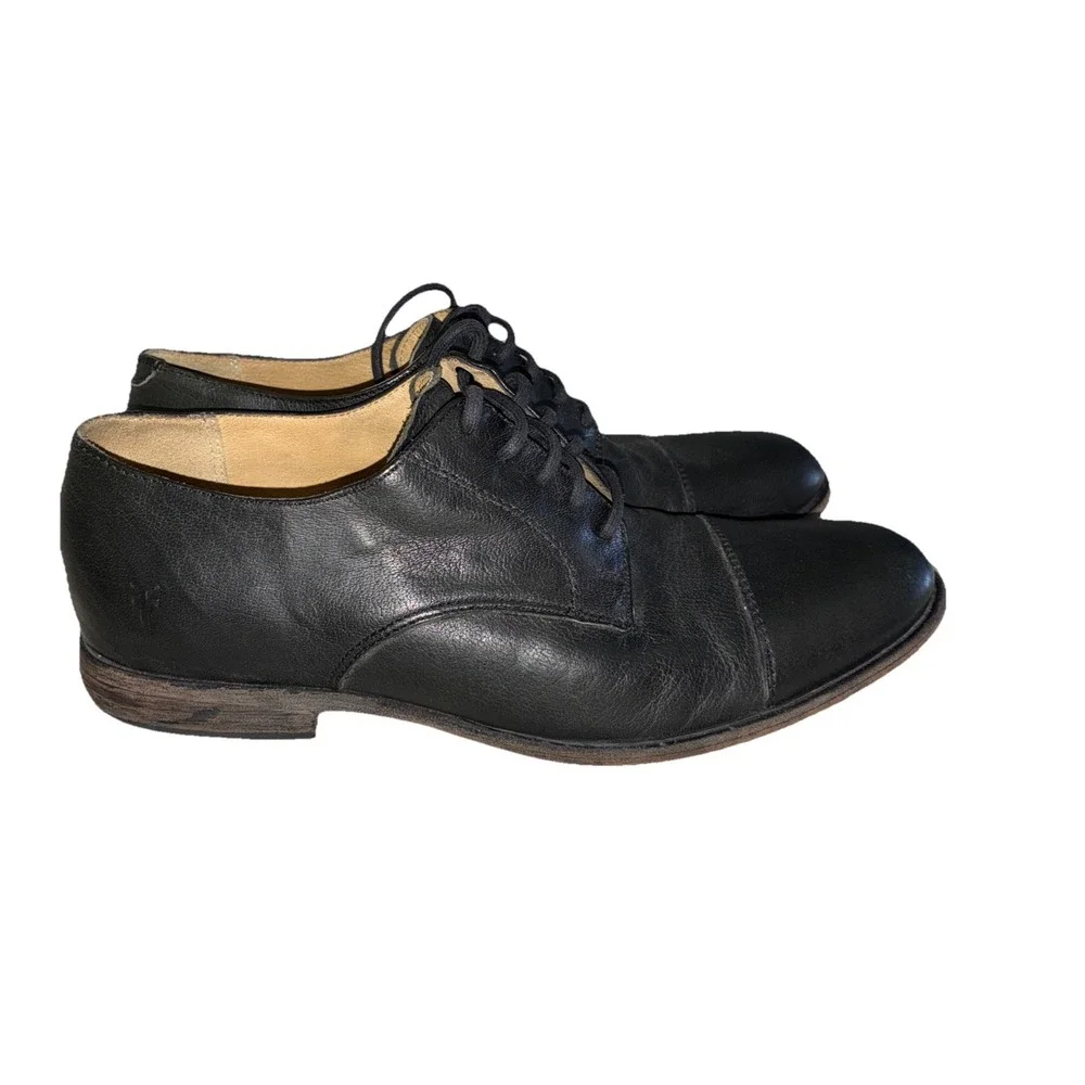 Frye Harvey Shoes‎ Men's 9 D Black Leather Cap Toe Oxford Dress Lace Up